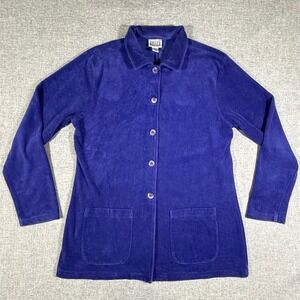 VTG Chico's Design Purple Corduroy Jacket Women Size 2 Large Button Up Shacket